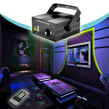 Laser Projector Effect Stage Light RGB Mini 3 Lens 40 Patronen mengen Remote 3 W Blauwe Led-verlichting Show Disco Party Verlichting douche