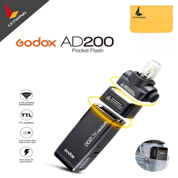 Instock freedhl 2017 nieuwe godox ad200 pocket flash met 2 licht Heads GN52 GN60 200 W Power 2.4G Draadloze X Systeem TTL HSS 1/8000 s