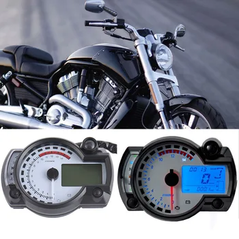 Motorfiets 15000 rpm LCD Digitale Snelheidsmeter Kilometerteller Klok Toerenteller Zwart Motorbike Brandstof Meter Water Temperatuurmeter