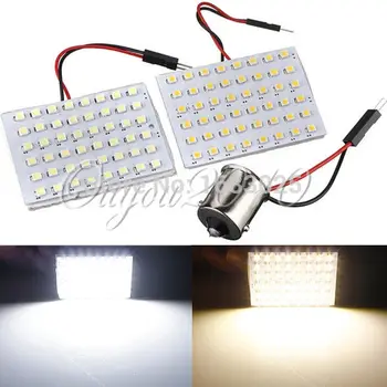 Grote Promotie 48 SMD 1210 Led-paneel Koel Wit Warm Wit Auto auto Dome Kaart Interieur Licht met 1156 BA15S Adapter DC12V