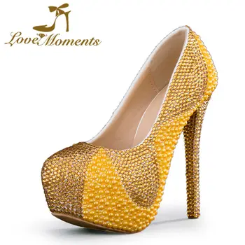 Love moments hoge hakken trouwschoenen bruid kristallen diamond goud schoenen vrouw valentijn schoenen designer schoenen vrouwen luxe 2017