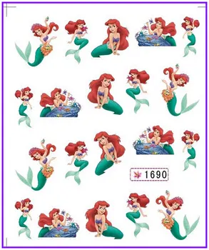 1X nail sticker cartoon prinses mermaid water transfers stickers nail decals stickers water decal opp koker verpakking #1690