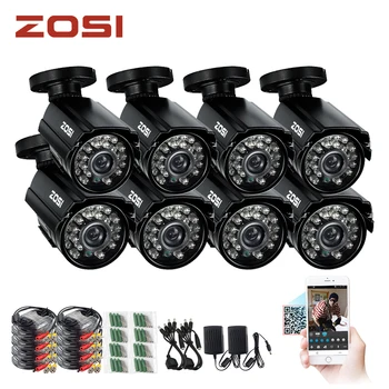 ZOSI 8 stks 800TVL Hoge resolutie CCTV Camera IR Cut 24Led Uur Dag/Nachtzicht IP66 Outdoor Bullet video Bewakingscamera