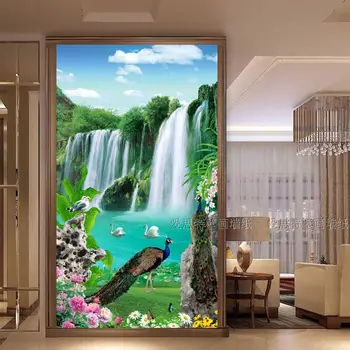 Gratis Verzending 3D Chinese waterval natuurlijke landschap achtergrond behang TV woonkamer restauran slaapkamer muurschildering