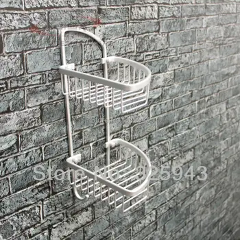 Dubbellaags ruimte aluminium handdoek bad douche mand bar plank voor badkamer planken rack washroom