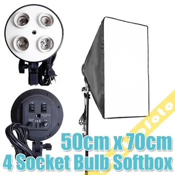 Foto Video Studio light 4 Socket Lamp met 20 "x 28"/50 cm x 70 cm Softbox voor Digitale Foto fotografie soft box lightbox pscsb4