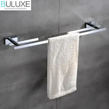 BULUXE Messing Badkamer Accessoires Handdoek Bar Rack Houder Verchroomd Wandmontage Bad Acessorios de banheiro HP7762