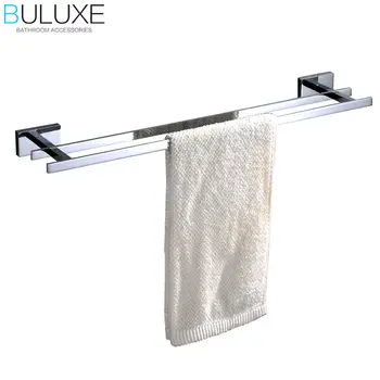 BULUXE Messing Badkamer Accessoires Handdoek Bar Rack Houder Verchroomd Wandmontage Bad Acessorios de banheiro HP7762