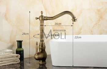 Antiek Brons Wastafel Sink Mixer Voor Badkamer Vessel Wastafel Kraan Antiek Messing Bar Side Handvat Warm en Koud Water