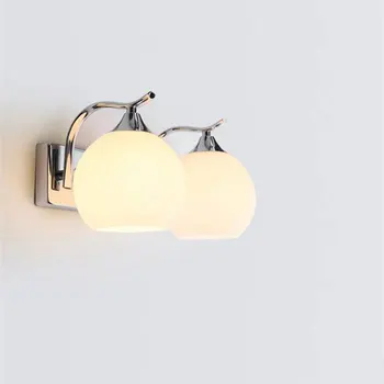 Moderne Rvs Melkachtige Glazen lampenkap wandlamp twee hoofden art decor wandkandelaars lichten applique murale armatuur lampe