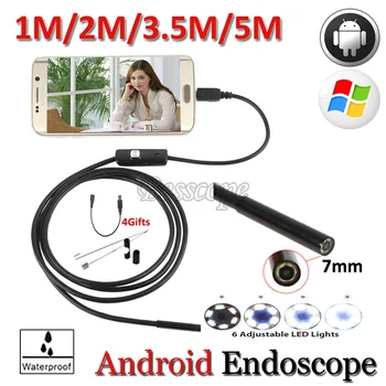 7mm Lens Android USB Endoscoop Camera 5 M 3.5 M 2 M 1 M harde Draad en Flexibele Slang USB Pijp Waterdichte Borescope Android Camera