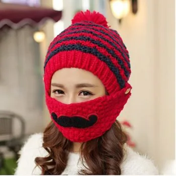 2016 Handleiding breien hoed voeg wol in winter om warm oorbeschermers snor maskers MS cap hoed