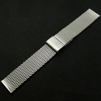 Zilver 22mm Breedte Rvs Mesh Horloge Strap Haak Gesp 2 Lente Bars GD010622