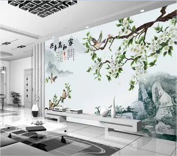 3d behang custom muurschildering non-woven 3d kamer behang Chinese stijl klassieke vogel bloem schilderen foto 3d muurschildering behang