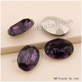 #4120 10*14mm 13*18mm 18*25mm Oval Fancy Crystal Similisteen Paars fluwelen 3d Nail Art crystal decoraties steentjes