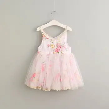 Retail 2017 Meisjes zomer bloem condoleren riem prinses jurk, jurk voor meisje kinderen, BBJ01