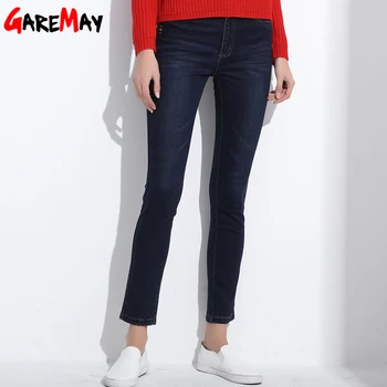 2017 Nieuwe Jeans Voor Vrouwen Hoge Taille Stretch Plus Size Mom Jeans Slanke Femme Casual Stretch Broek Elastische Taille Bodems GAREMAY