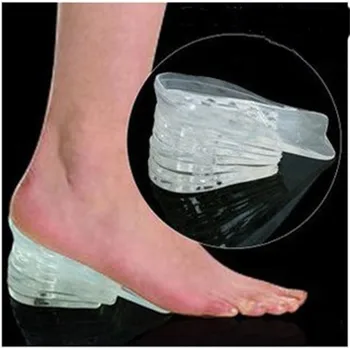 1 paar Transparant 5 Lagen Verstelbare Taller Binnenzool Silicone Gel Inserts Til Shoe Pads Hoogte Toename Comfortabele Voetmassage