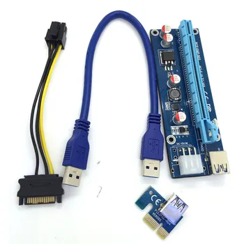 Mosunx usb3.0 pci express 1x 16x extender riser card adapter sata 6pin power kabel voor bitcoin futural digitale f35