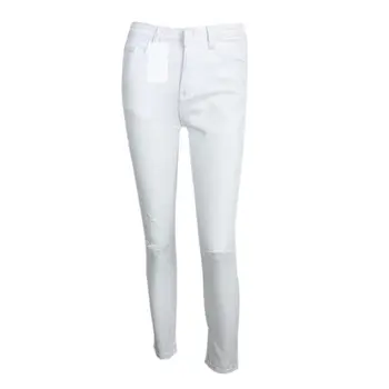 Zomer stijl wit gat gescheurde jeans Vrouwen jeggings cool denim hoge taille broek capri Vrouwelijke zwarte skinny casual jeans Z1