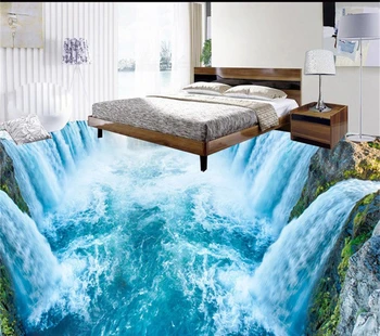 Custom 3d pvc behang zelfklevende foto behang ultra clear watervallen zitkamer mural over keuken vloer behang