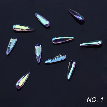 10 stks/doos 8 kleur multi-color teardrop k9 nail stenen multi kleur opal nail stones-longflat k9 jelly nail crystal stones