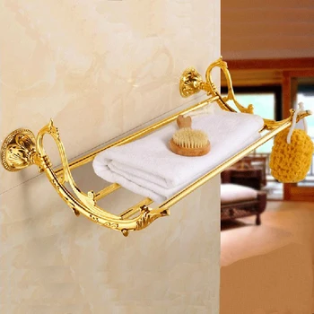 Luxe nieuwe collectie free verzending! badkamer accessoires classic golden brass badkamer handdoekenrek bar plank wandmontage zp-9360