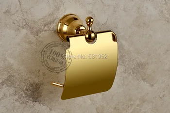 Gratis verzending Gouden Plaat Wandcloset Roll Houders Toiletpapier Opslag Met Cover badkamer accessoires groothandel