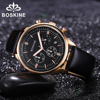 NIEUWE Merk BOSKINE 8806G mannen Horloges Luxe Quartz Horloges Fashion Casual Man Horloge Met Kalender en Chronograaf