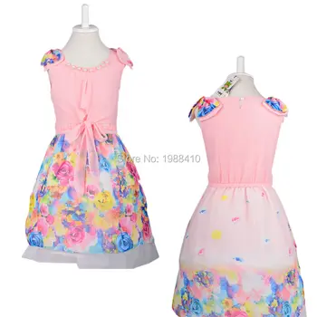 A-lijn meisjes jurken bloemenprint kids jurken voor meisjes katoen casual big kids kleding voor jonge meisjes zomer kinderkleding
