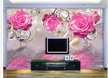 Wallpapers voor woonkamer Woondecoratie 3D Rose Omgekeerde afbeelding 3d muurschilderingen behang voor woonkamer