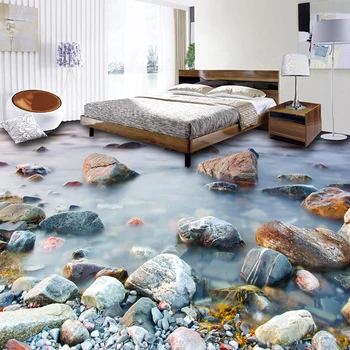 Custom mural 3d stereoscopische steen pvc zelfklevende waterdichte floor mural sticker voor woonkamer badkamer behang decor