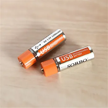 Nieuwe Collectie Oplaadbare Lipo Batterij 2 STKS SORBO 1.5 V 1200 mAh USB Oplaadbare 1 Uur Snel Opladen AA Li-po Batterij