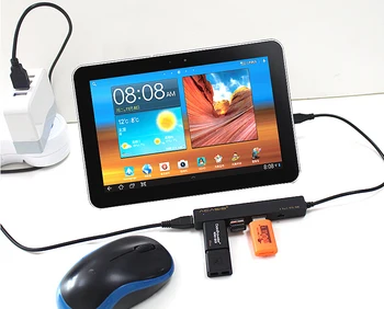 Acasis H027 Mobiele Tablet PC Oplaadkabel OTG Micro USB HUB 3 Poorten Gelijktijdige Opladen Power Transmisson Kabel Zwart
