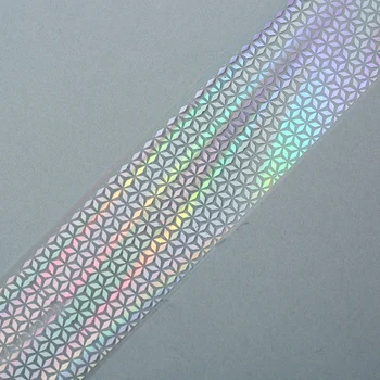 1 roll 4*100 CM Transparant Zilver Holografische Nail Folies Schedel Kant Geometrie Patroon Nail Art Transfer Folie Nail Sticker