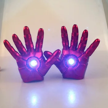 Film Figuur 20 CM 2 STKS/SET Iron Man Handschoenen met LED Licht PVC Actiefiguren Collectible Model Toy