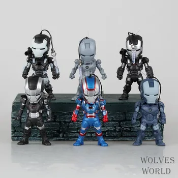 Film Figuur 6 STKS/SET Iron Man 3 Licht Oorlog Mechine Iron Patriot PVC Action Figure Collectible Speelgoed Model