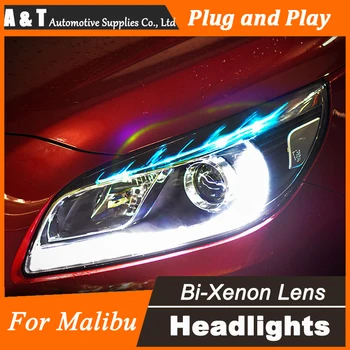 Een & T Auto Styling voor Chevrolet Malibu Koplampen Malibu LED Koplamp DRL Lens Dubbele Beam H7 HID Xenon bi xenon lens