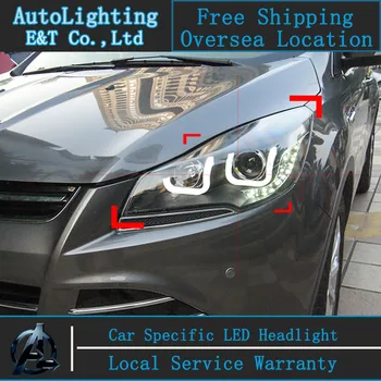 Auto styling LED Hoofd Lamp voor Ford Kuga led koplampen Taiwan Escape angel eye drl H7 hid Bi-Xenon Lens dimlicht